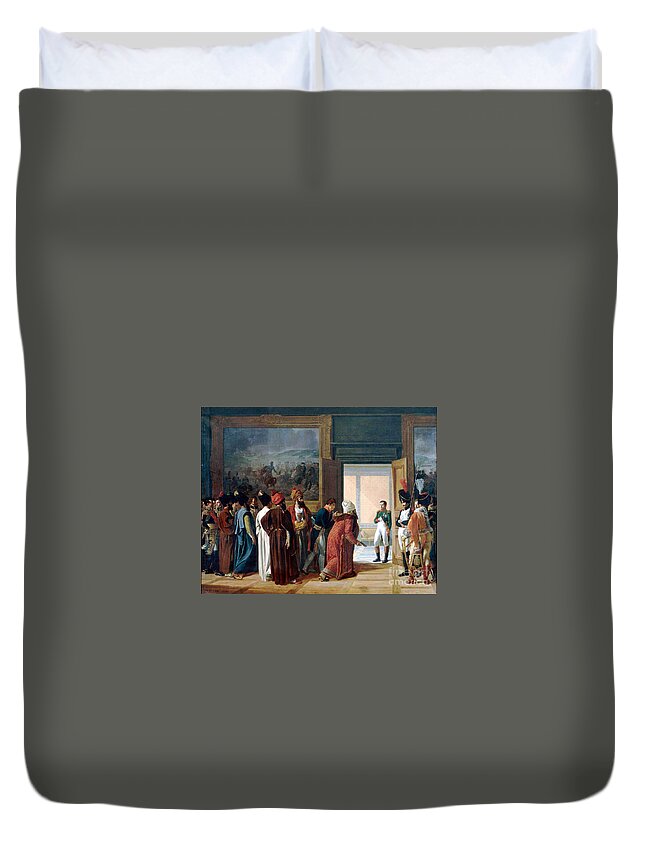 François-henri Mulard - Napoléon Duvet Cover featuring the painting Napoleon Receiving the Ambassador of Persia by MotionAge Designs