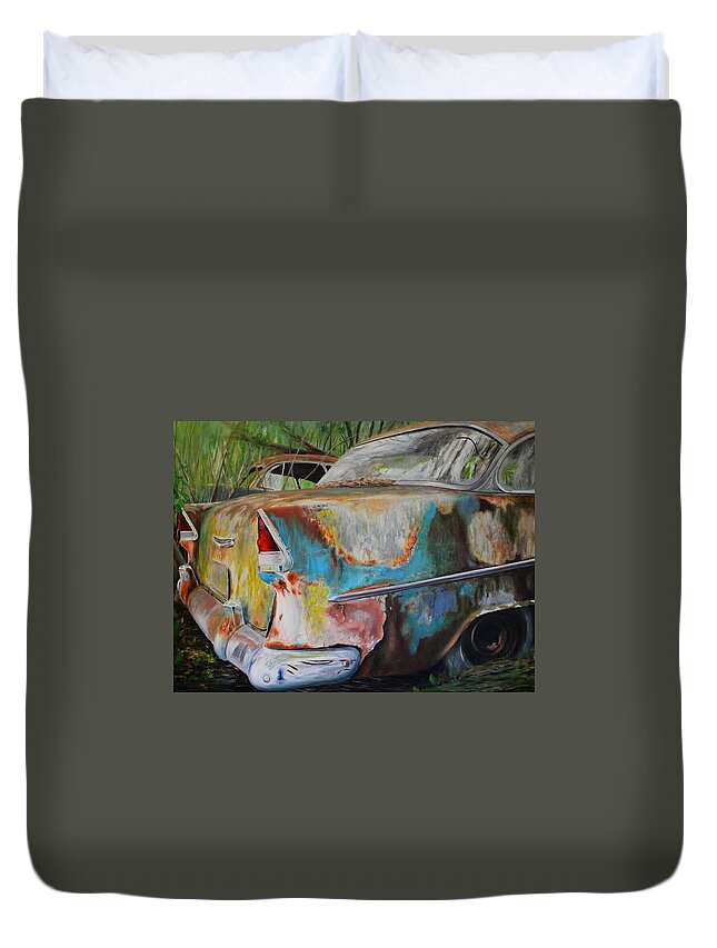 Bel Air Duvet Cover featuring the painting Reclamation by Daniel W Green