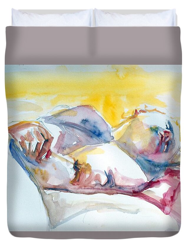 Full Body Duvet Cover featuring the painting Reclining Study by Barbara Pease