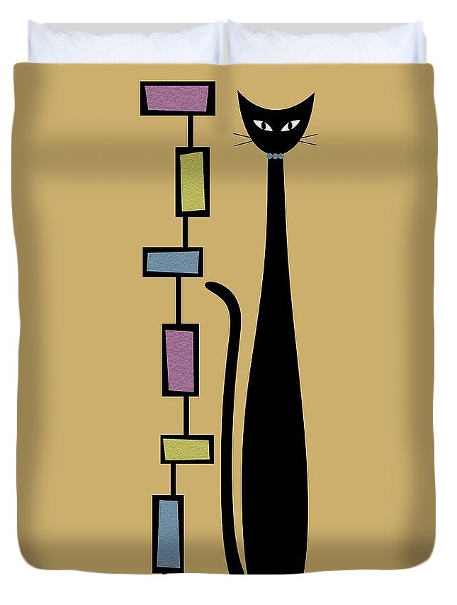 Cat Duvet Cover featuring the digital art Rectangle Cat 3 by Donna Mibus