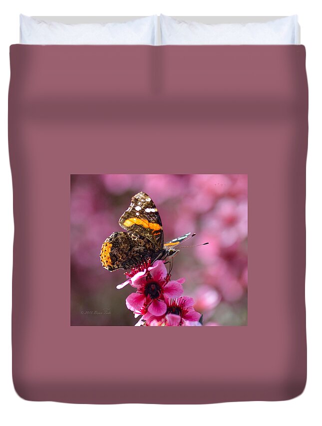 Nature Duvet Cover featuring the photograph Red Admiral Butterfly by Brian Tada