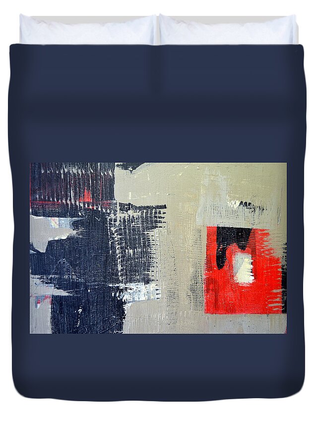 Textural Duvet Cover featuring the painting Red and Black Study 2.0 by Michelle Calkins