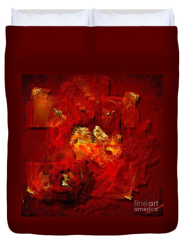Abstract Duvet Cover featuring the painting Red and gold by Alexa Szlavics