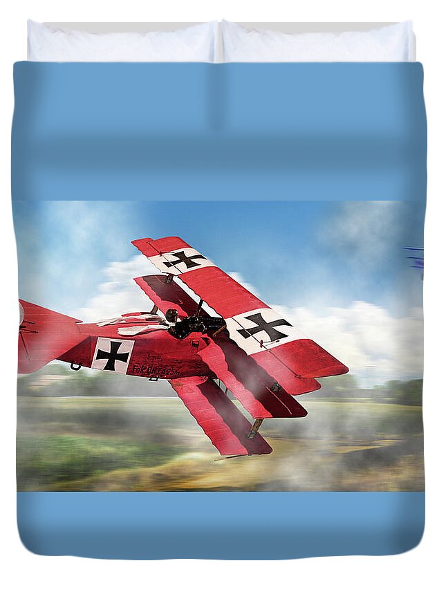 Red Baron Duvet Cover featuring the photograph Red Baron Panorama - Lord of the Skies by Weston Westmoreland