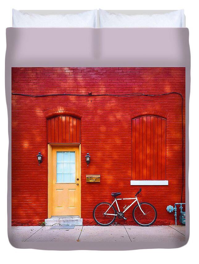 Red Brick Duvet Cover featuring the photograph Red Building by Britten Adams