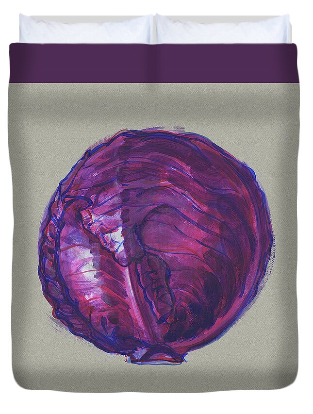 Red Duvet Cover featuring the painting Red Cabbage by Judith Kunzle