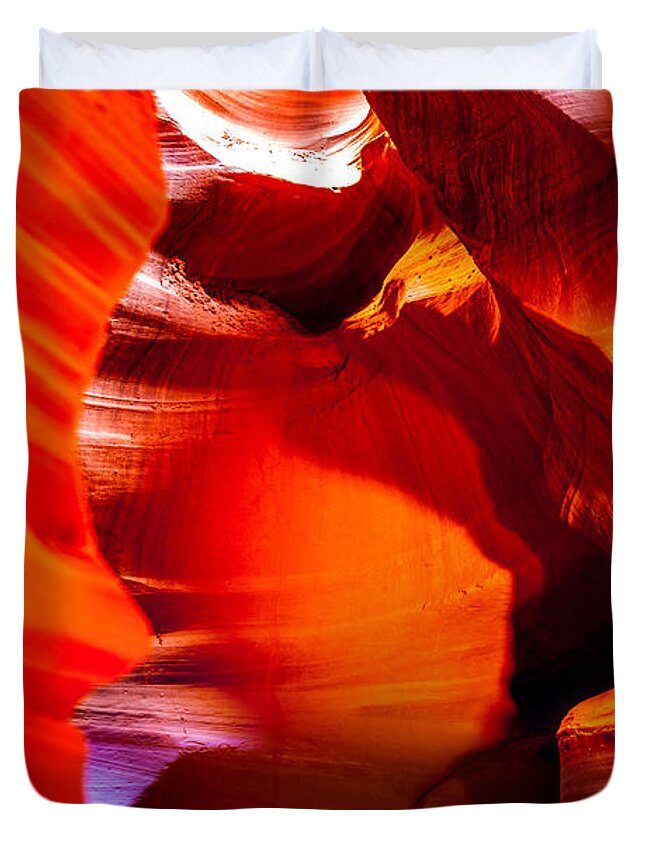 Antelope Canyon Duvet Cover featuring the photograph Red Canyon Walls by Az Jackson