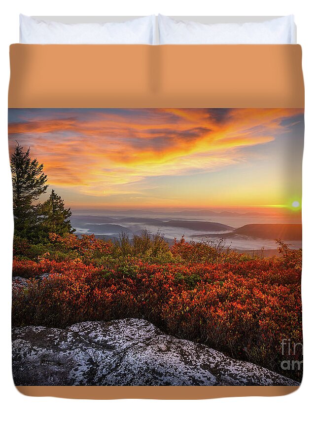 Dolly Sods Duvet Cover featuring the photograph Red Dawn Two by Anthony Heflin