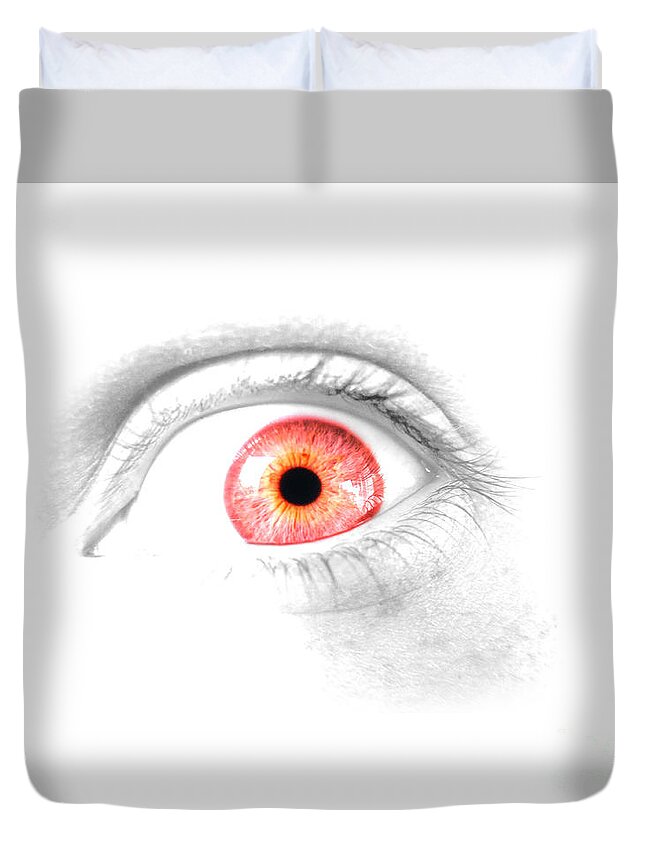 Red Duvet Cover featuring the photograph Red Eye by Jorgo Photography