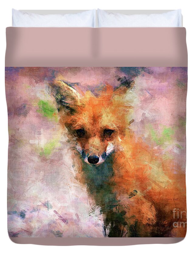 Fox Duvet Cover featuring the digital art Red Fox by Claire Bull