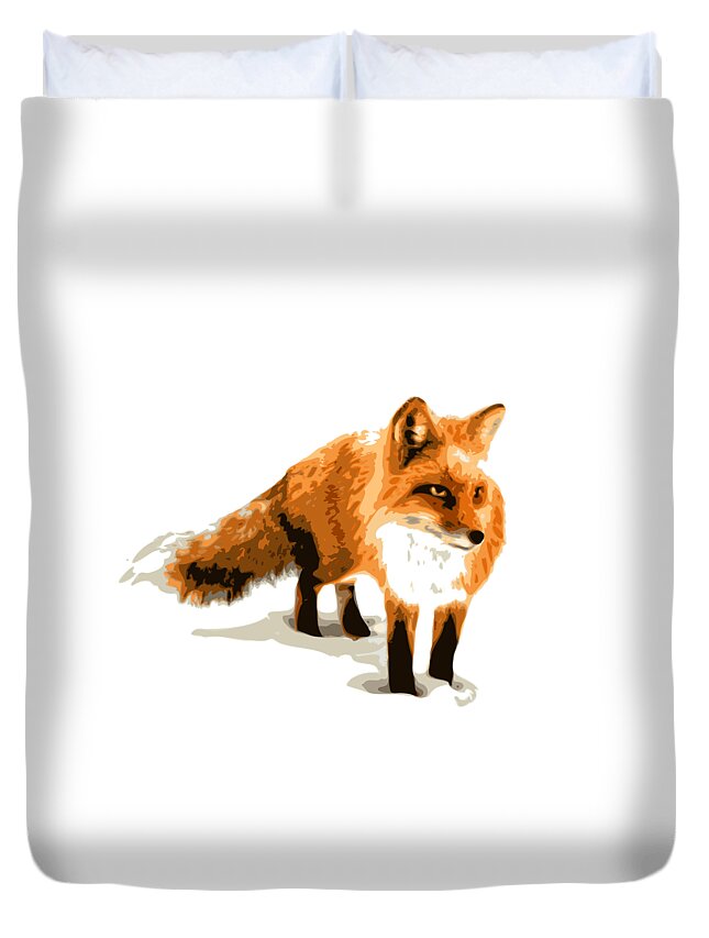 Fox Duvet Cover featuring the digital art Red Fox in Winter by DB Artist