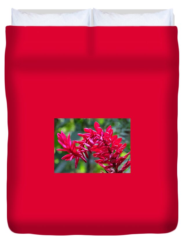 Flowers Duvet Cover featuring the photograph Red Ginger Flower by Roberta Kayne