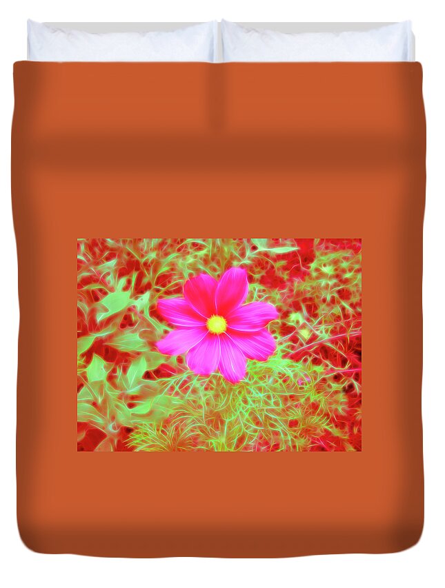 Flower Duvet Cover featuring the photograph Red Glow Pink Cosmos by Aimee L Maher ALM GALLERY