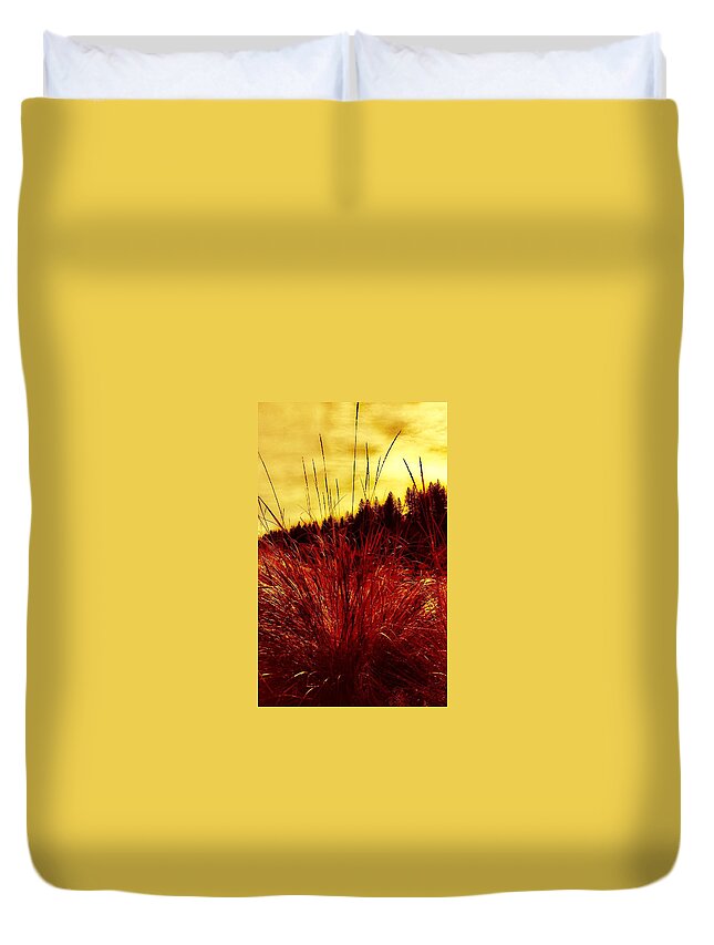 Fall Duvet Cover featuring the photograph Red Grass by Jennifer Lake