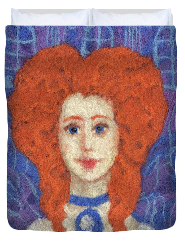 Ginger Girl Duvet Cover featuring the tapestry - textile Red Hair by Julia Khoroshikh