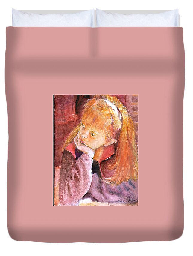  Duvet Cover featuring the painting Red Head Beauty by Bobby Walters