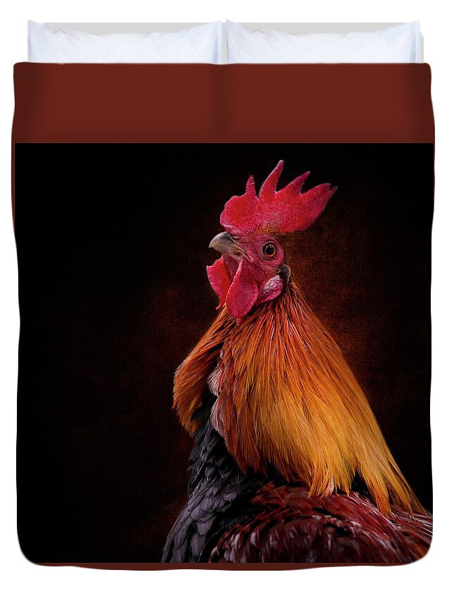 Red Jungle Fowl Duvet Cover featuring the photograph Red Jungle Fowl Rooster by Diana Andersen