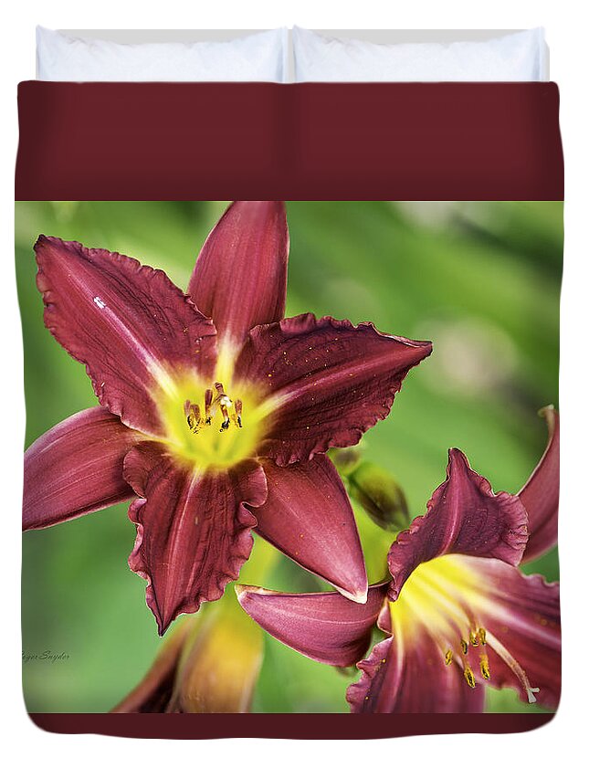 Beautiful Photos Duvet Cover featuring the photograph Red Lily 2 by Roger Snyder
