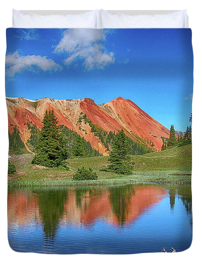 Red Mountain Duvet Cover featuring the photograph Red Mountain-Grey Copper Gulch by Marta Alfred