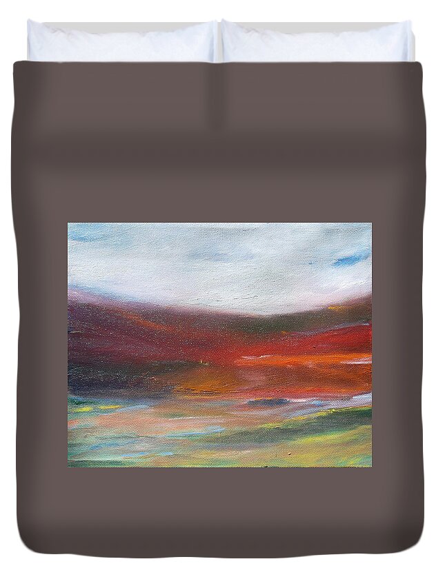 Mountain Duvet Cover featuring the painting Red Mountain by Susan Esbensen