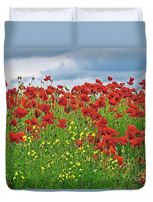 Red Poppy Duvet Cover featuring the photograph Red Poppies by Martyn Arnold