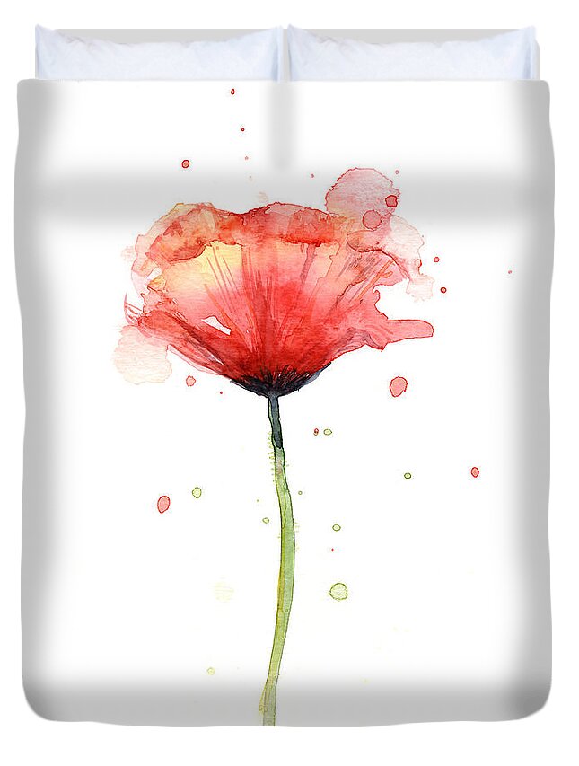 Red Poppy Watercolor Duvet Cover For Sale By Olga Shvartsur