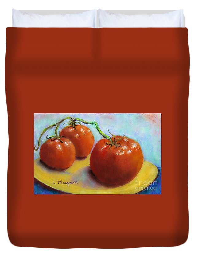 Red Duvet Cover featuring the painting Red Ripe and Ready by Laurie Morgan