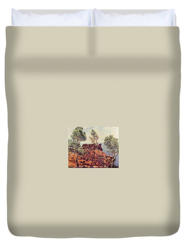 Agay - The Red Rocks Duvet Cover featuring the painting Red Rocks by Armand Guillaumin