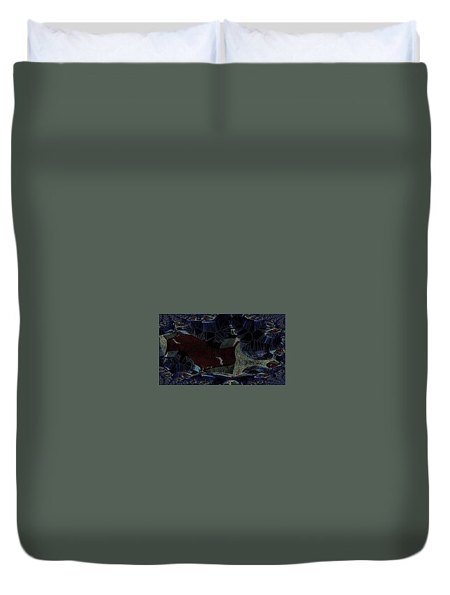 Vorotrans Duvet Cover featuring the digital art Red Roof by Stephane Poirier