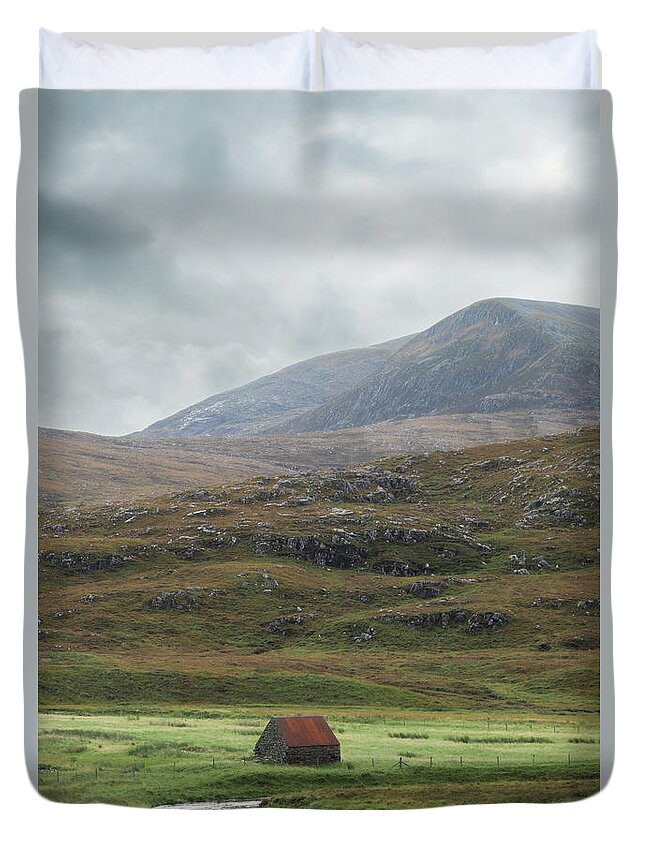Red Duvet Cover featuring the photograph Red Roofed Cottage by Joana Kruse