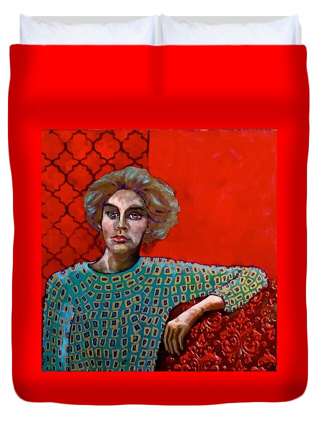 Woman Duvet Cover featuring the painting Red Room by Barbara O'Toole