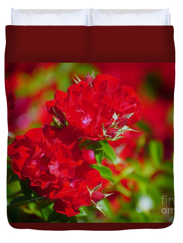 Red Duvet Cover featuring the photograph Red Roses by Merle Grenz
