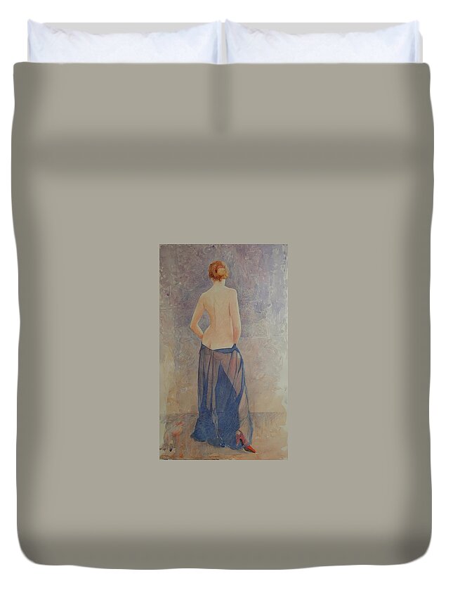 Erotic Duvet Cover featuring the painting Red Shoe by David Ladmore