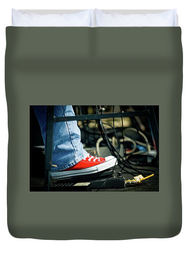 Red Tennis Shoe Duvet Cover featuring the photograph Red Shoe by Rich S
