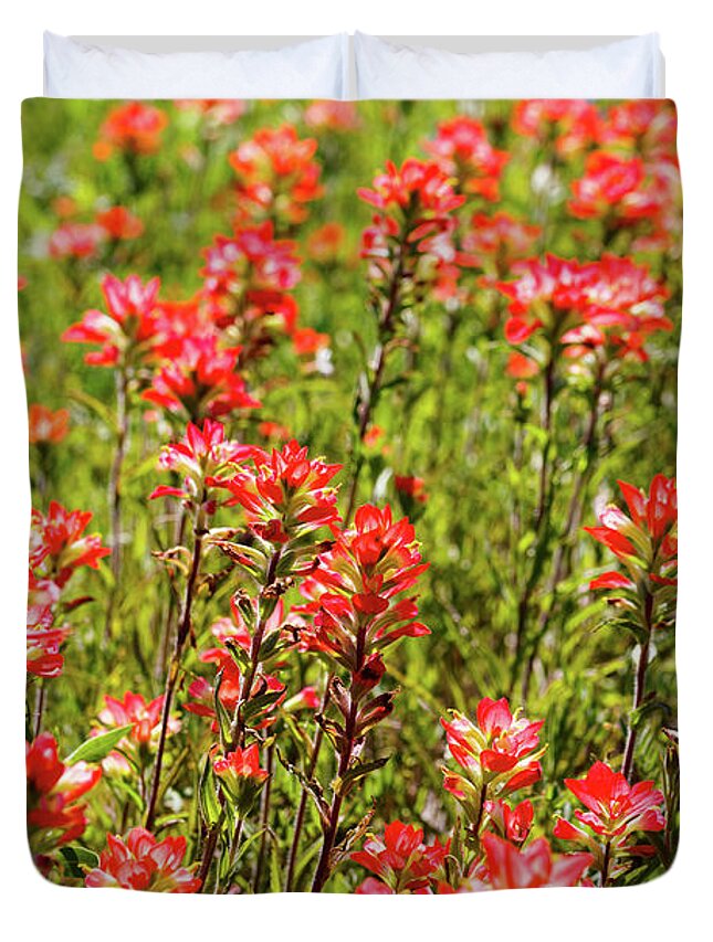 Austin Duvet Cover featuring the photograph Red Texas Wildflowers by Raul Rodriguez