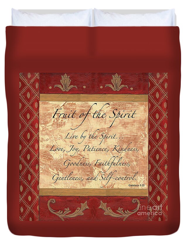 Fruit Of The Spirit Duvet Cover featuring the painting Red Traditional Fruit of the Spirit by Debbie DeWitt