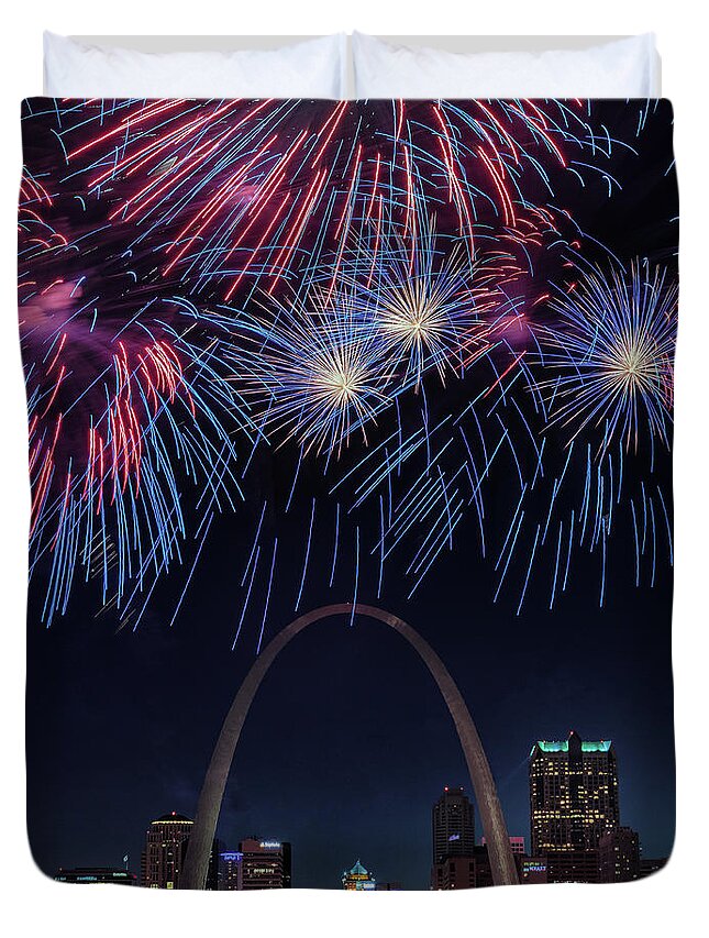 Fair St Louis Duvet Cover featuring the photograph Red White and Blue by Susan Rissi Tregoning