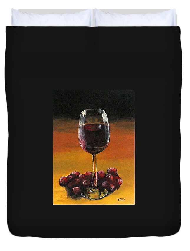 Wine Duvet Cover featuring the painting Red Wine and Red Grapes by Torrie Smiley