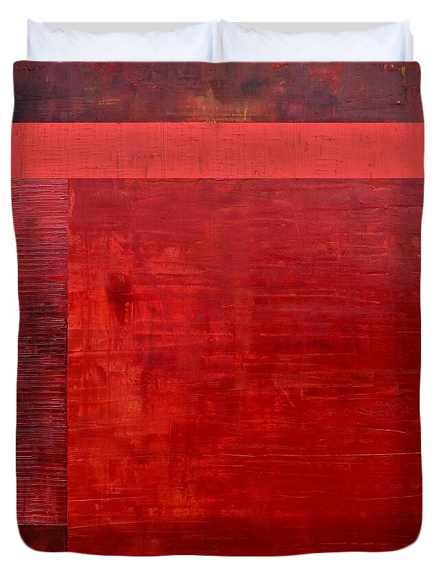 Red Duvet Cover featuring the painting Red with Orange by Michelle Calkins