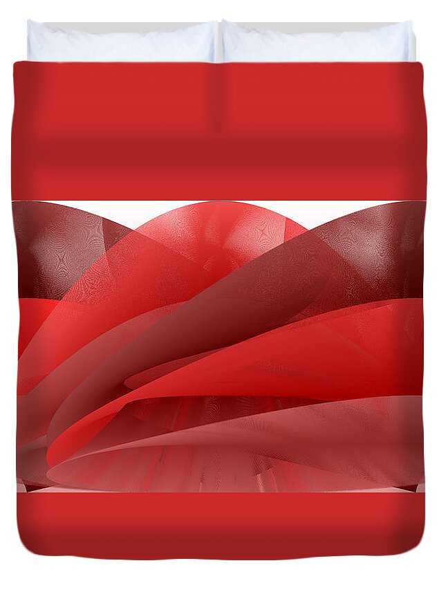 Rithmart Abstract Red Organic Random Computer Digital Shapes Abstract Predominantly Red 700 Duvet Cover featuring the digital art Red.700 by Gareth Lewis
