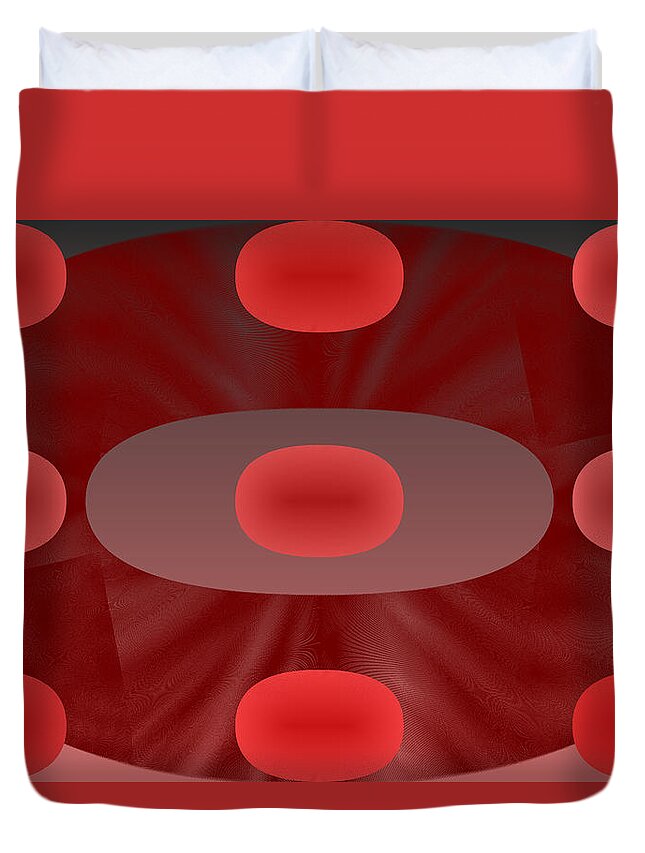 Rithmart Abstract Red Organic Random Computer Digital Shapes Abstract Predominantly Red Duvet Cover featuring the digital art Red.781 by Gareth Lewis