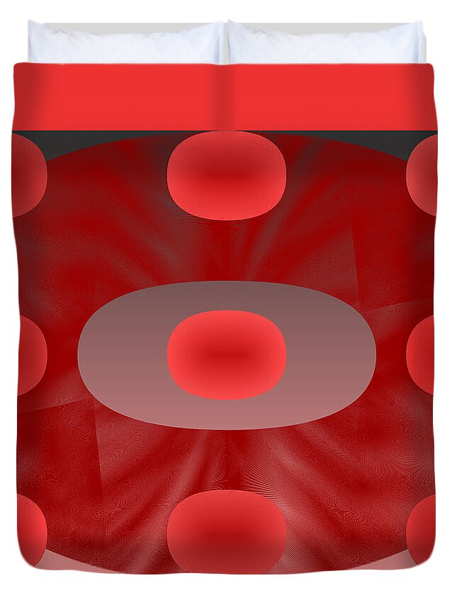 Rithmart Abstract Red Organic Random Computer Digital Shapes Abstract Predominantly Red Duvet Cover featuring the digital art Red.782 by Gareth Lewis