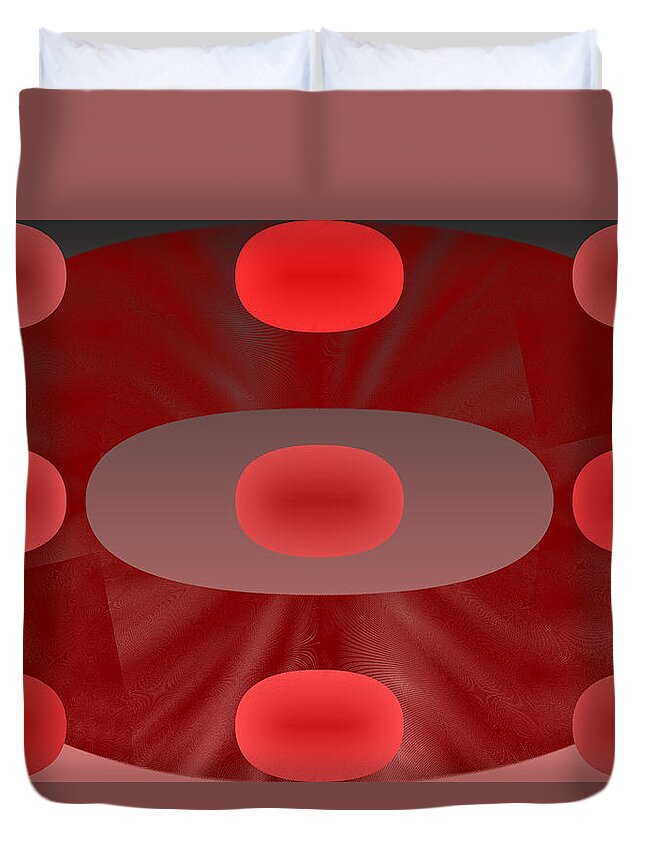 Rithmart Abstract Red Organic Random Computer Digital Shapes Abstract Predominantly Red Duvet Cover featuring the digital art Red.783 by Gareth Lewis