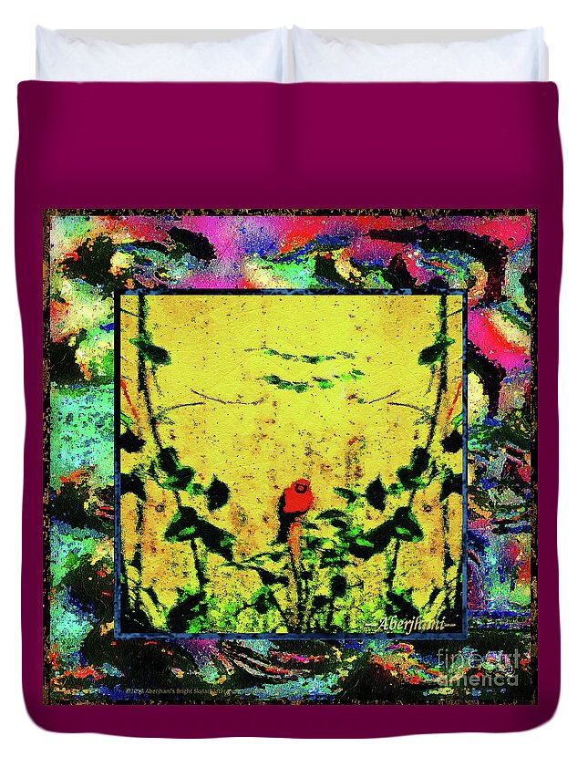 Beauty Duvet Cover featuring the painting Redbird in the Valley of Beautiful Possibilities by Aberjhani