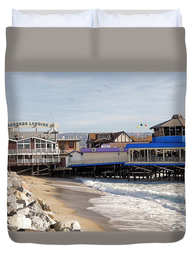 Redondo Beach Duvet Cover featuring the photograph Redondo Beach Pier Shopping by Robert Meyers-Lussier