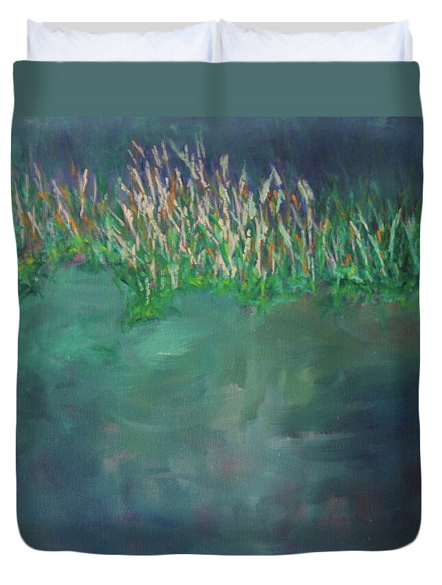 Impressionist Duvet Cover featuring the painting Reeds at Green Cay by Ellen Eschwege