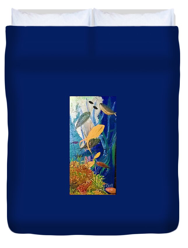 Sea Ocean Beach Fish Duvet Cover featuring the painting Reef by James and Donna Daugherty