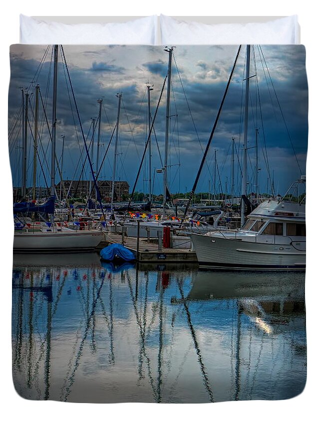 Lake Michigan Duvet Cover featuring the photograph Reefpoint Marina Square Format by Dale Kauzlaric