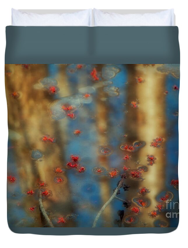 Trees Duvet Cover featuring the photograph Reflecting Gold Tones by Elizabeth Dow