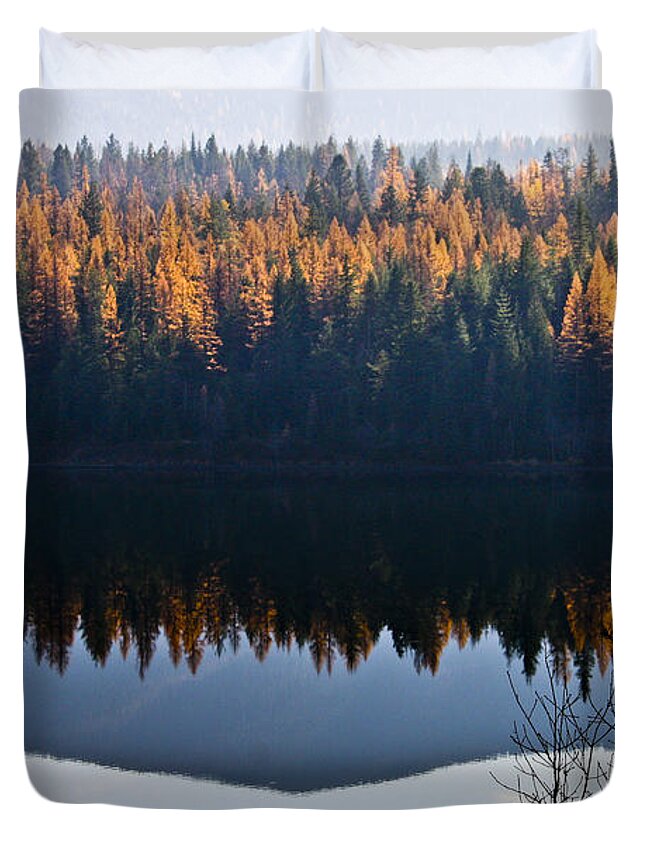 Tamarack Duvet Cover featuring the photograph Reflecting on Autumn by Albert Seger